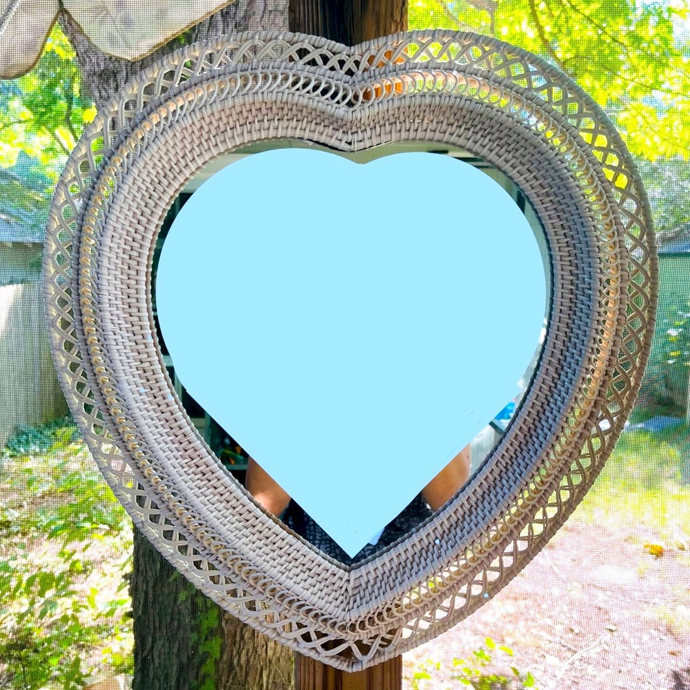 Wicker Heart Mirror